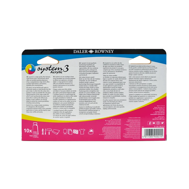 DALER ROWNEY System3 Acrylfarben Einsteiger-Set (10x22ml)