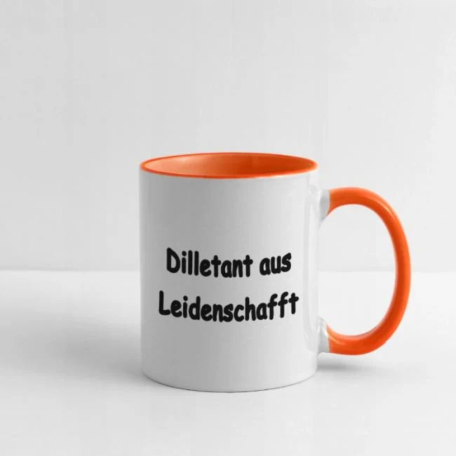 Keramik-Tasse zweifarbig – "Dilletant aus Leidenschafft"