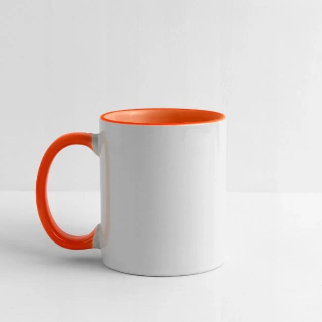 Keramik-Tasse zweifarbig – "Meine Lieblingsfarbe ist BUNT"