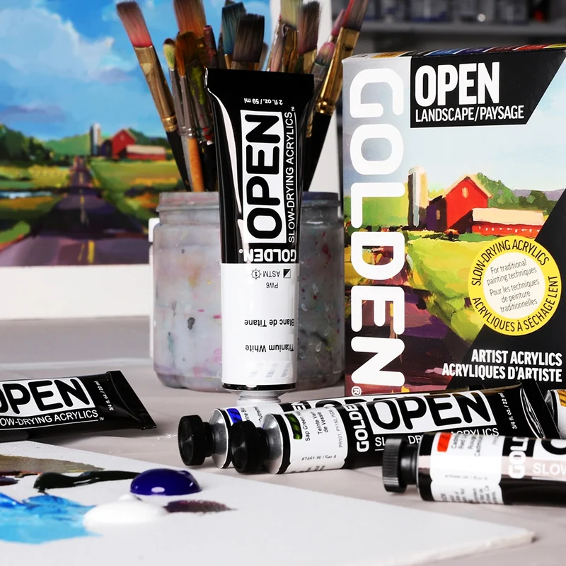 GOLDEN Open Landschafts-Set (7x22ml Grundfarben, 59ml Weiß, Verdünner)