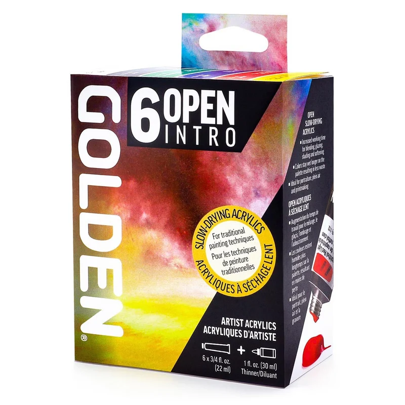 GOLDEN Open Intro-Set (6 Grundfarben + Verdünner)