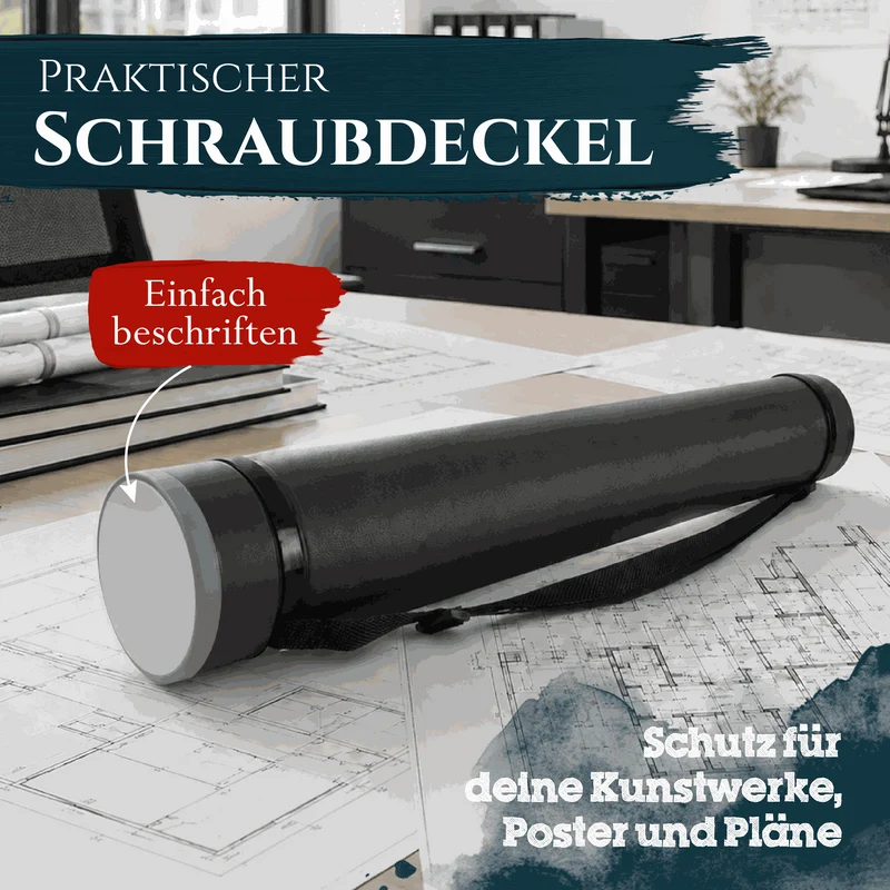 Artina Posterrolle A0 Transportrolle 60–100 cm Schwarz/Weiß/Silber Archiva
