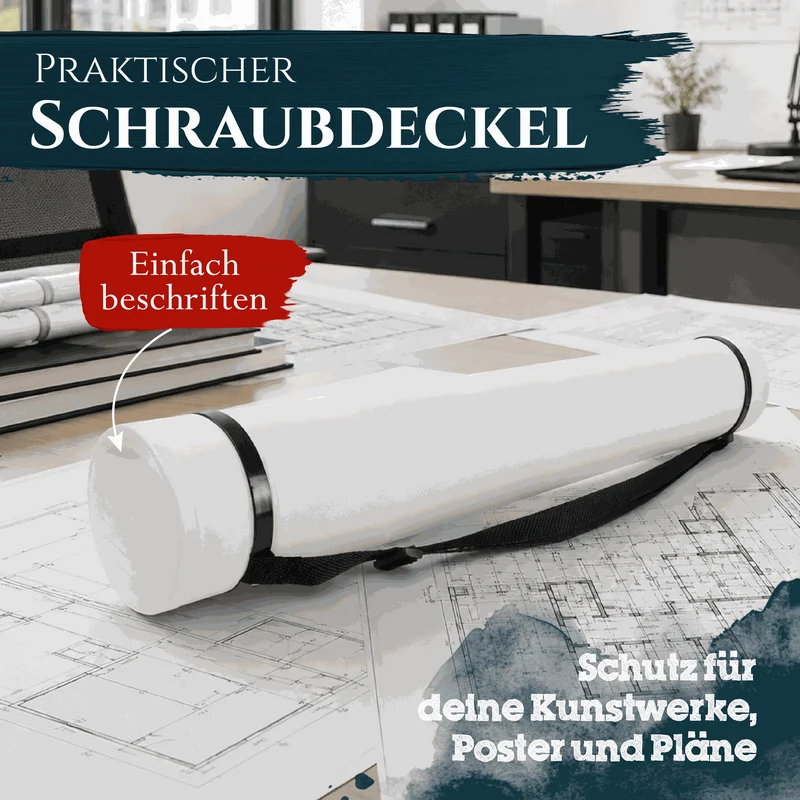 Artina Posterrolle A0 Transportrolle 60–100 cm Schwarz/Weiß/Silber Archiva