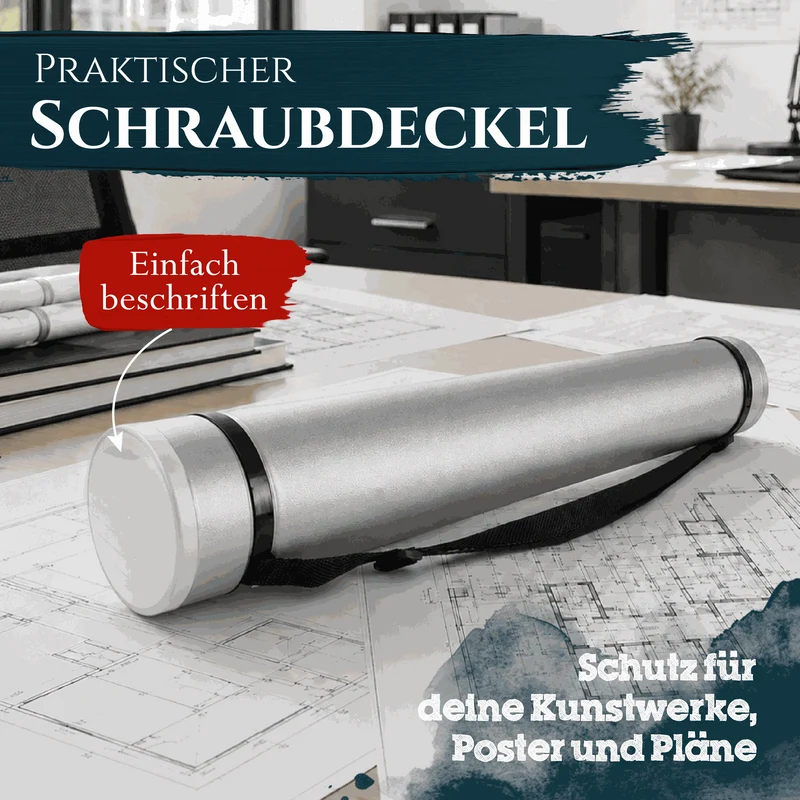 Artina Posterrolle A0 Transportrolle 60–100 cm Schwarz/Weiß/Silber Archiva
