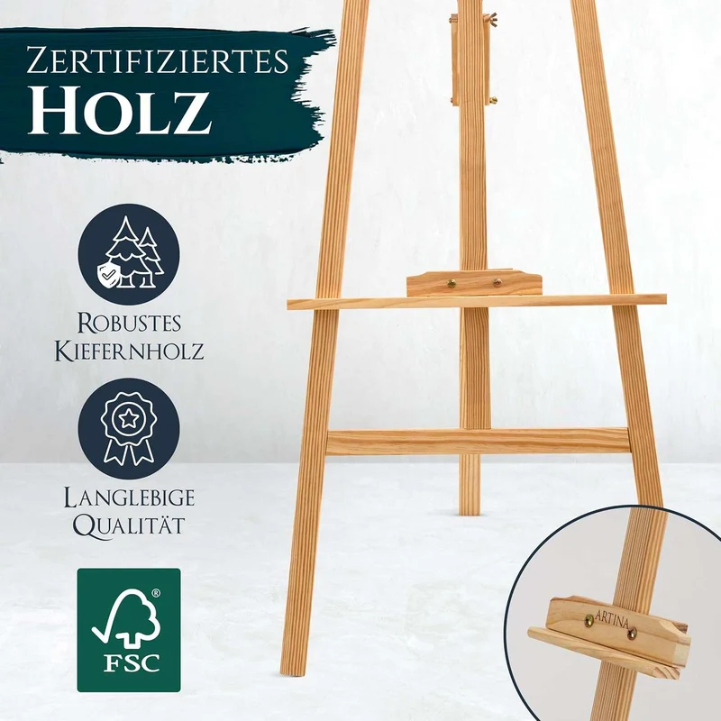 Artina 25tlg. Künstler Acrylfarben Malset Corsica mit Tessin Holz Staffelei 150 cm