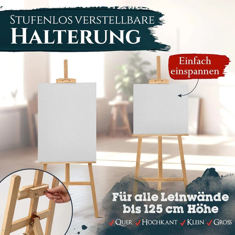 Artina 25tlg. Künstler Acrylfarben Malset Corsica mit Tessin Holz Staffelei 175 cm