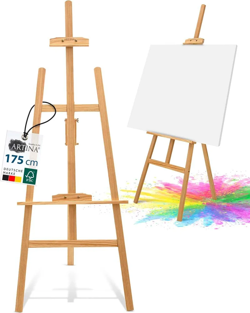 Artina 25tlg. Künstler Acrylfarben Malset Corsica mit Tessin Holz Staffelei 175 cm