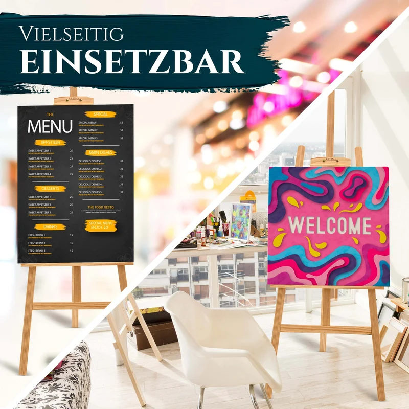 Artina Akademiestaffelei Tessin FSC® Kiefernholz 150/175/195 cm Holzstaffelei Höhenverstellbar