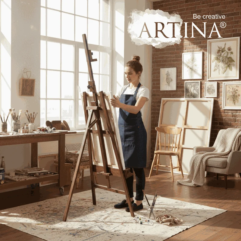 Artina Akademiestaffelei Staffelei Barcelona aus massivem Buchenholz Nussbaum