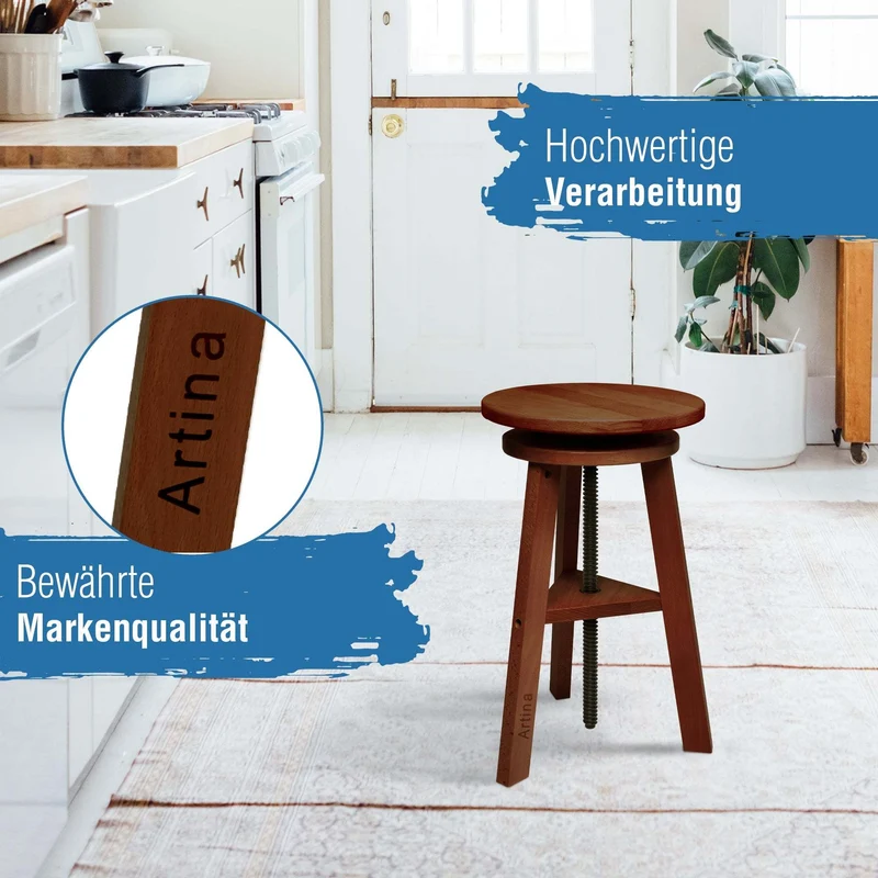 Artina Malhocker Hocker Schemel Arles aus Buchenholz Nussbaum FSC® zertifiziert