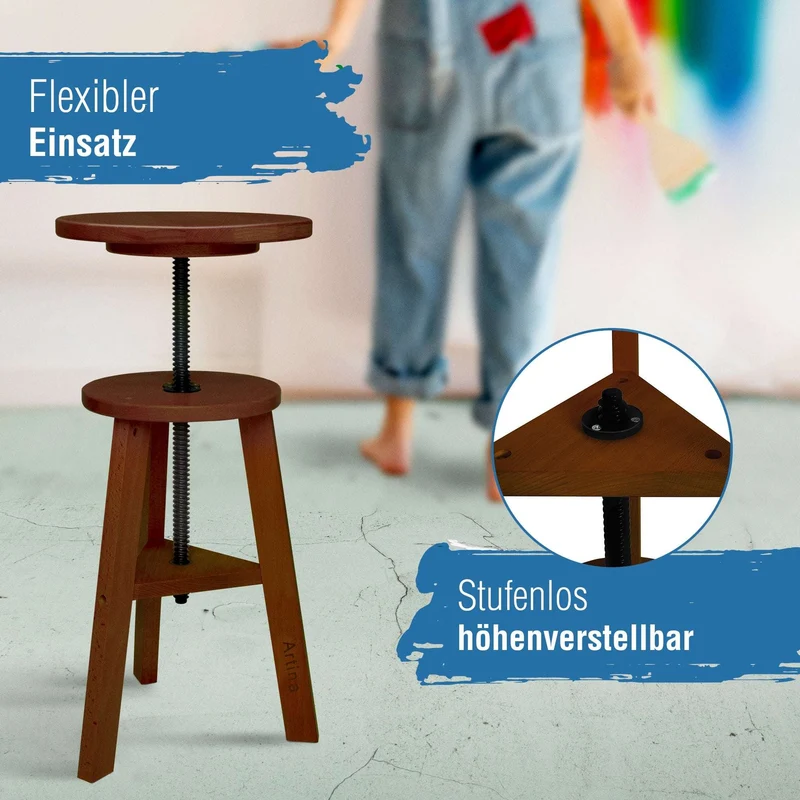 Artina Malhocker Hocker Schemel Arles aus Buchenholz Nussbaum FSC® zertifiziert