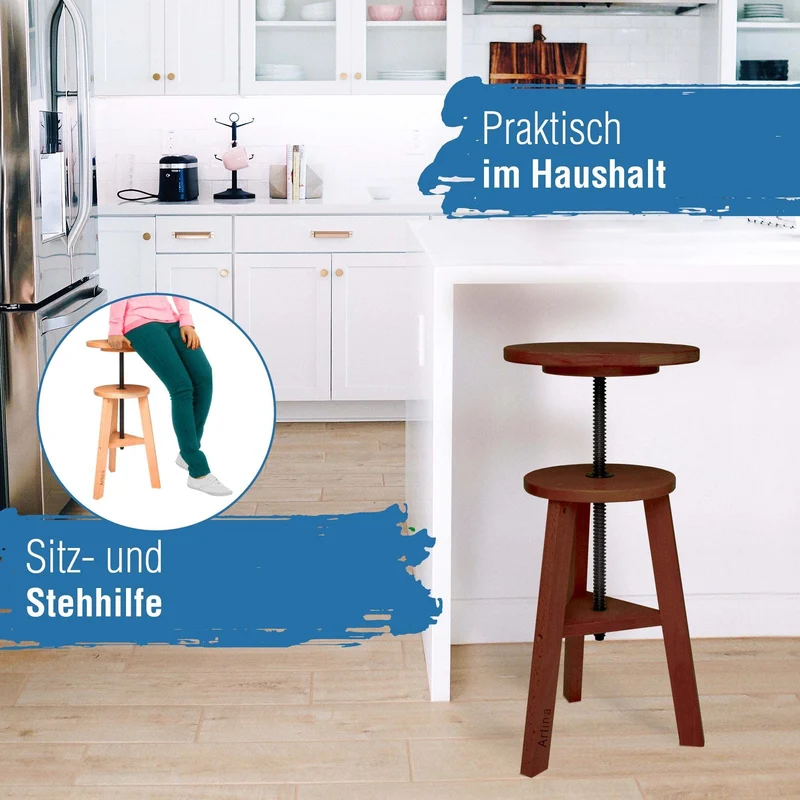Artina Malhocker Hocker Schemel Arles aus Buchenholz Nussbaum FSC® zertifiziert
