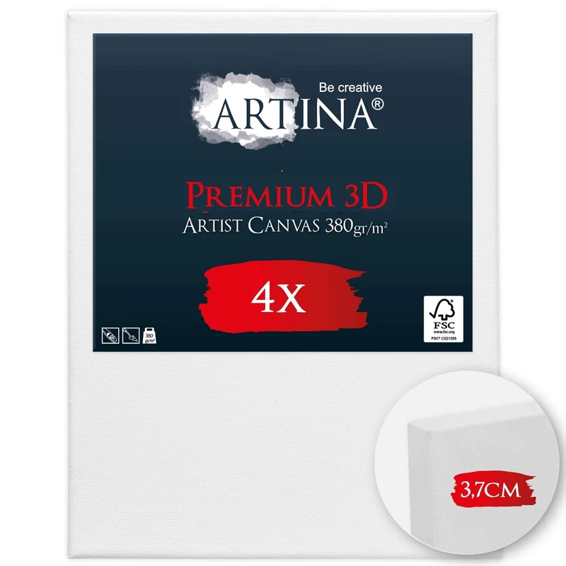 Artina 4er Set Premium 3D Leinwand auf Keilrahmen 380g/m² - div Größen