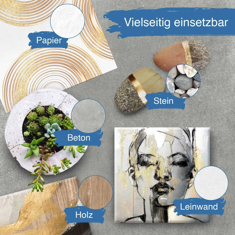 6er Set Artina Metallic Crylic Acrylfarben 6x75ml, 6x150ml Acryl Malfarbe