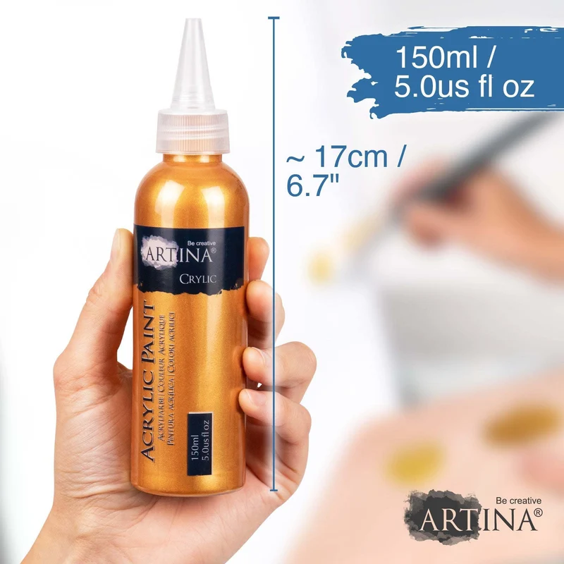6er Set Artina Metallic Crylic Acrylfarben 6x75ml, 6x150ml Acryl Malfarbe
