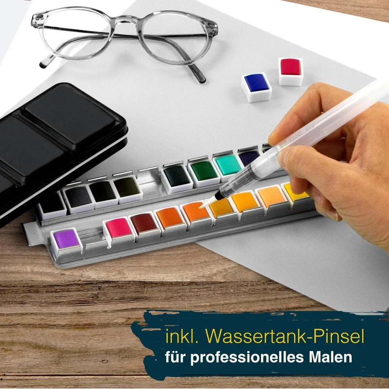 Artina Colaro Aquarellfarben Malkasten Set inkl. Wassertankpinsel