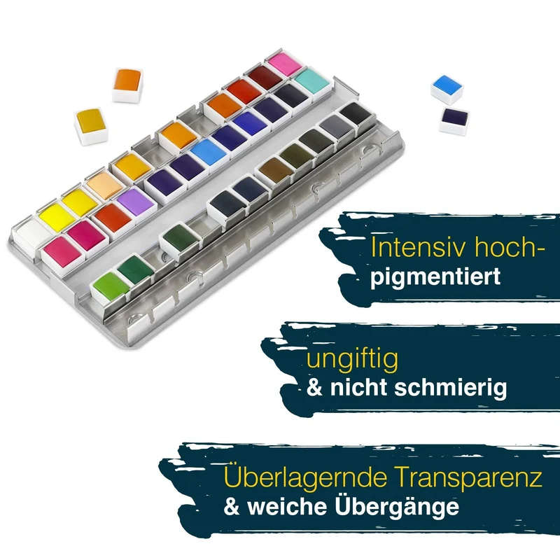 Artina Colaro Aquarellfarben Malkasten Set inkl. Wassertankpinsel