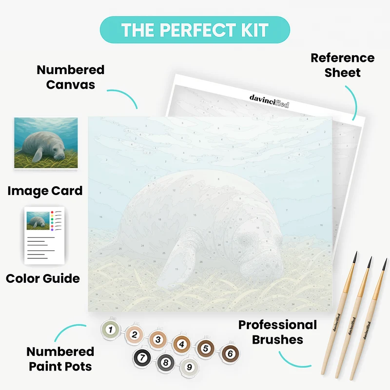 Manatee in the Seagrass - Paint by Numbers Kit