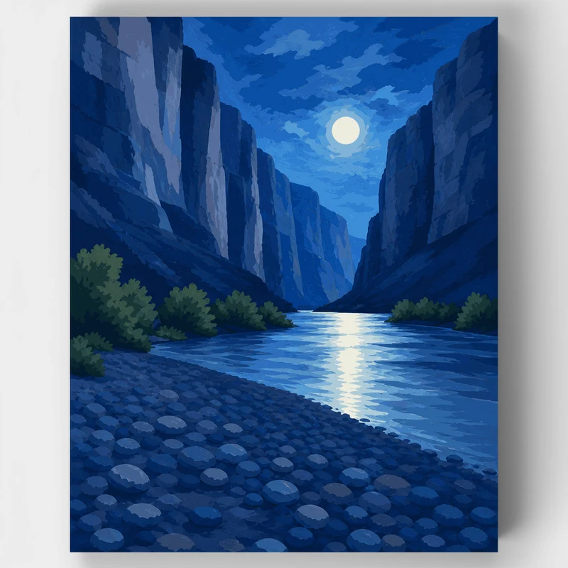 Moonlit Boquillas Canyon - Paint by Numbers Kit