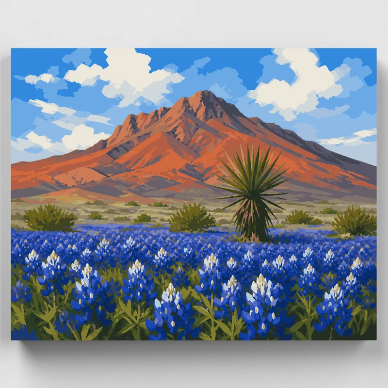 Bluebonnets at Cerro Castellan - Paint by Numbers Kit