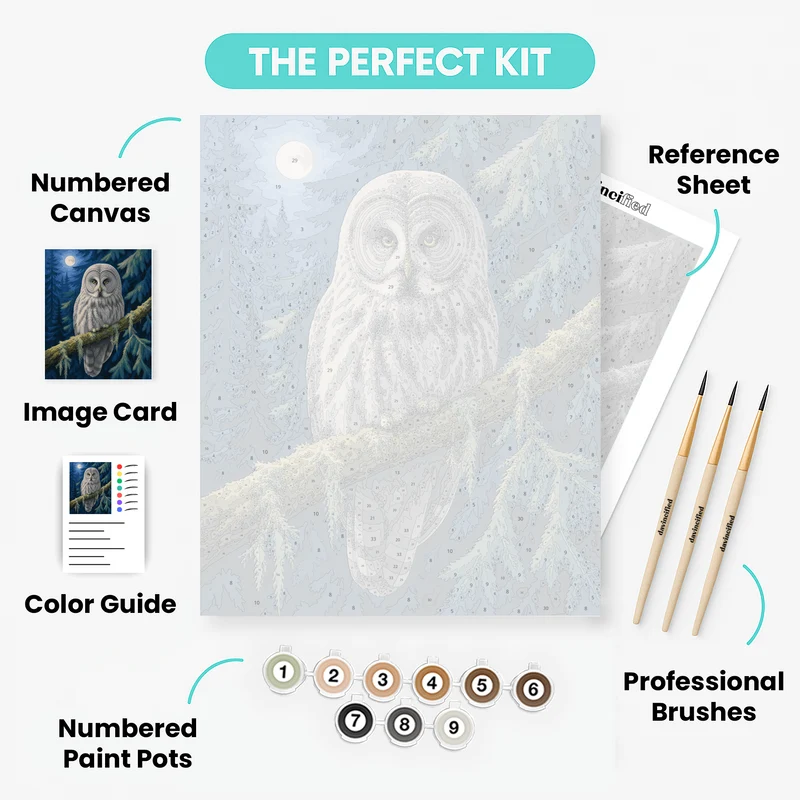Moonlit Owl's Gaze - Paint by Numbers Kit