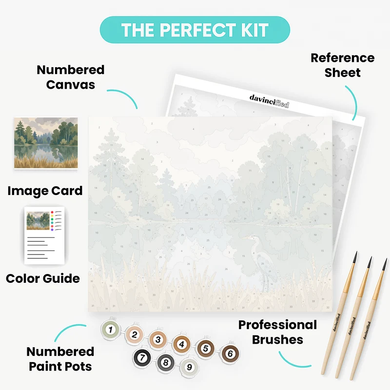 Heron's Quiet Pond - Paint by Numbers Kit