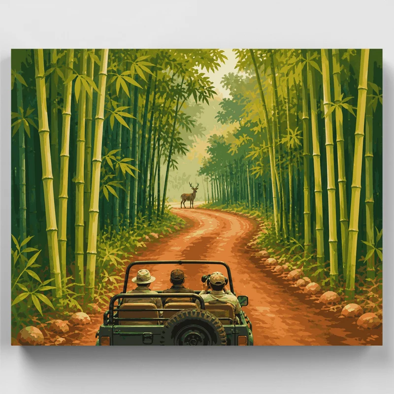 Bamboo Corridor Deer - Paint by Numbers Kit