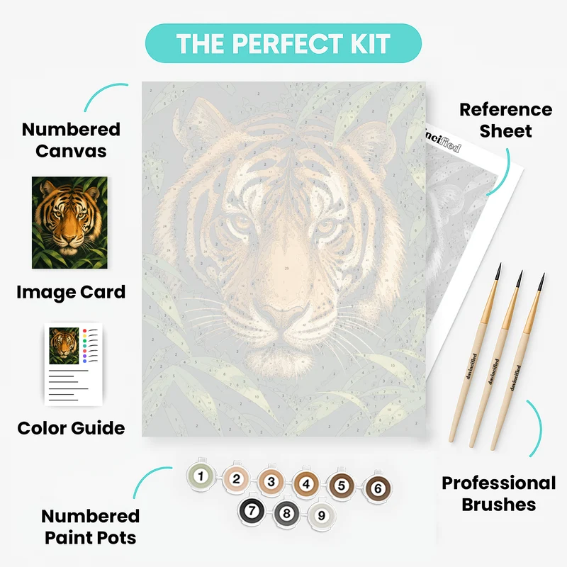 Amber-Eyed Jungle Tiger - Paint by Numbers Kit
