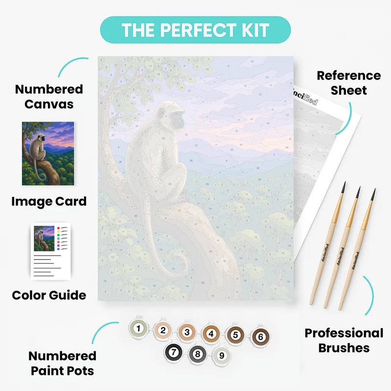 Langur's Twilight Perch - Paint by Numbers Kit