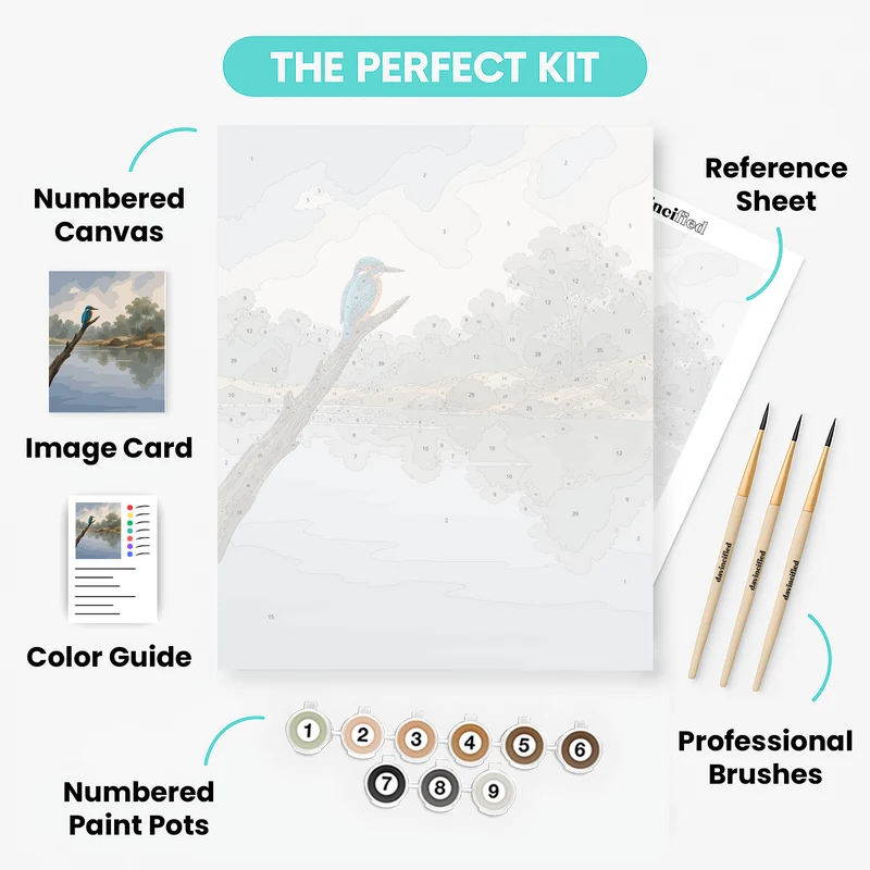 Kingfisher's Quiet Perch - Paint by Numbers Kit