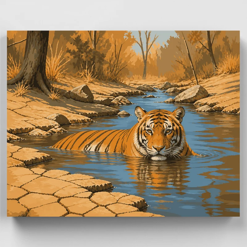 Tiger in the Stream - Paint by Numbers Kit