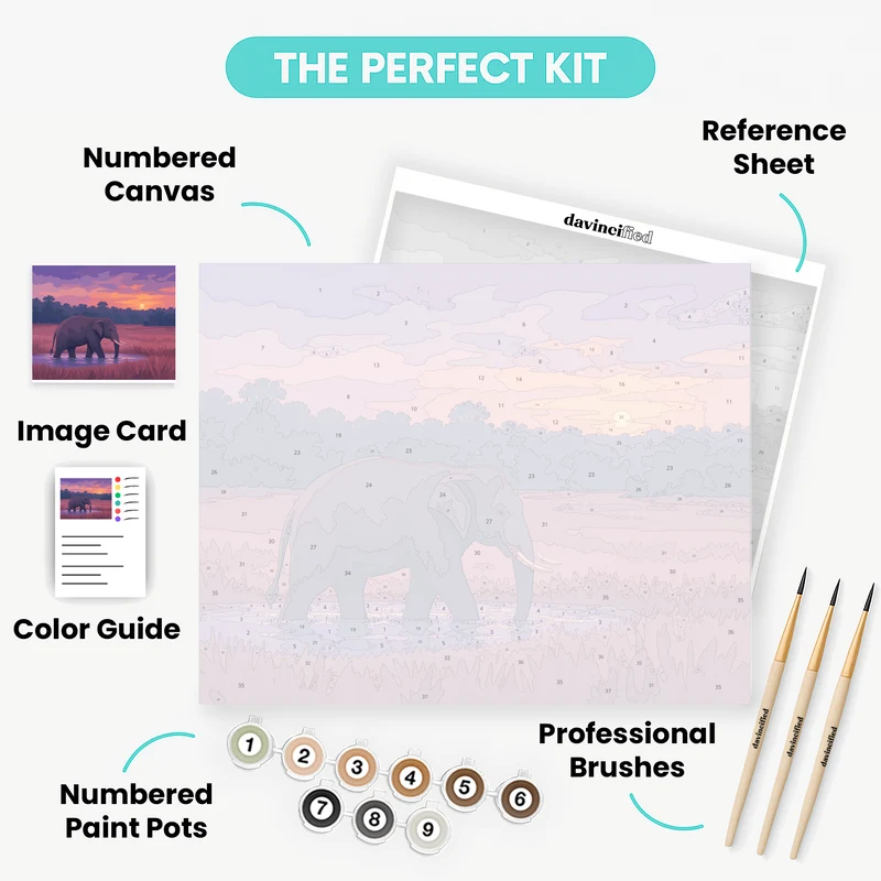 Twilight Wading Elephant - Paint by Numbers Kit