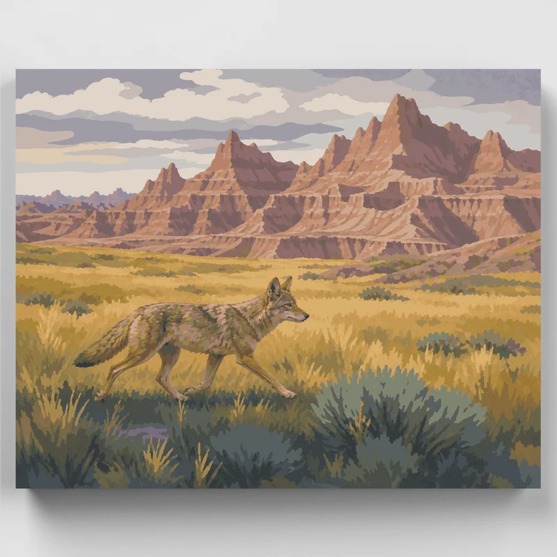 Coyote at Badlands - Paint by Numbers Kit