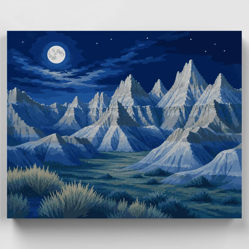 Moonlit Badlands Spires - Paint by Numbers Kit