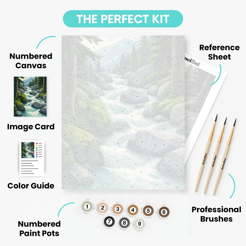 Granite Cascade Forest Stream - Paint by Numbers Kit