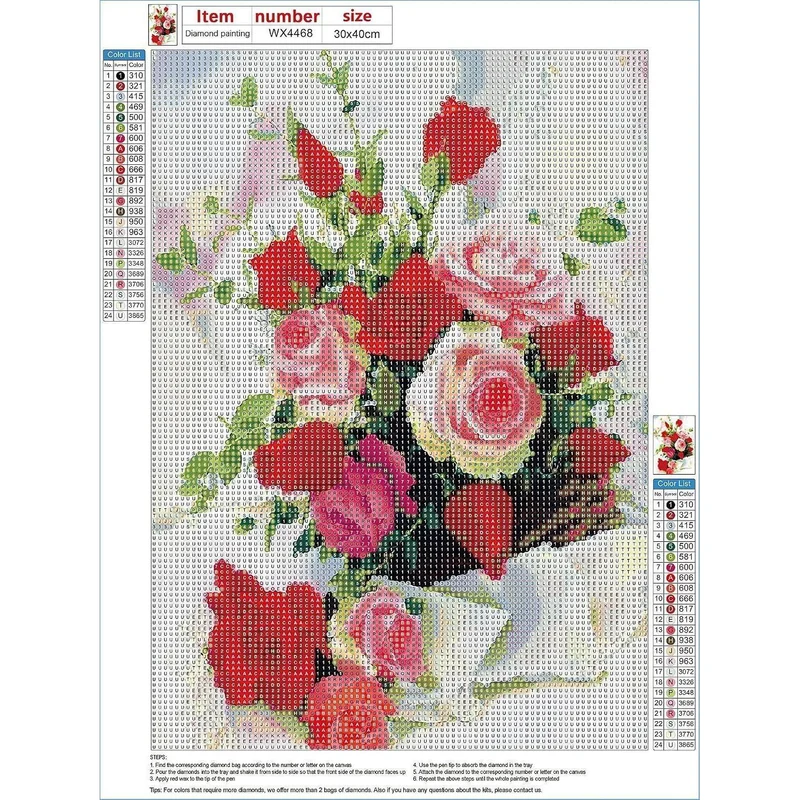 Diamond Painting Rosenblüten 30x40cm – Bausatz für Erwachsene