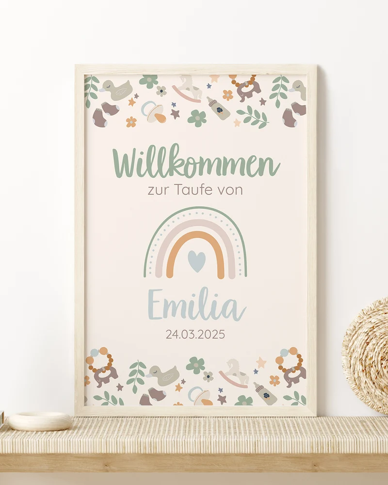 Boho - Willkommensposter zur Taufe