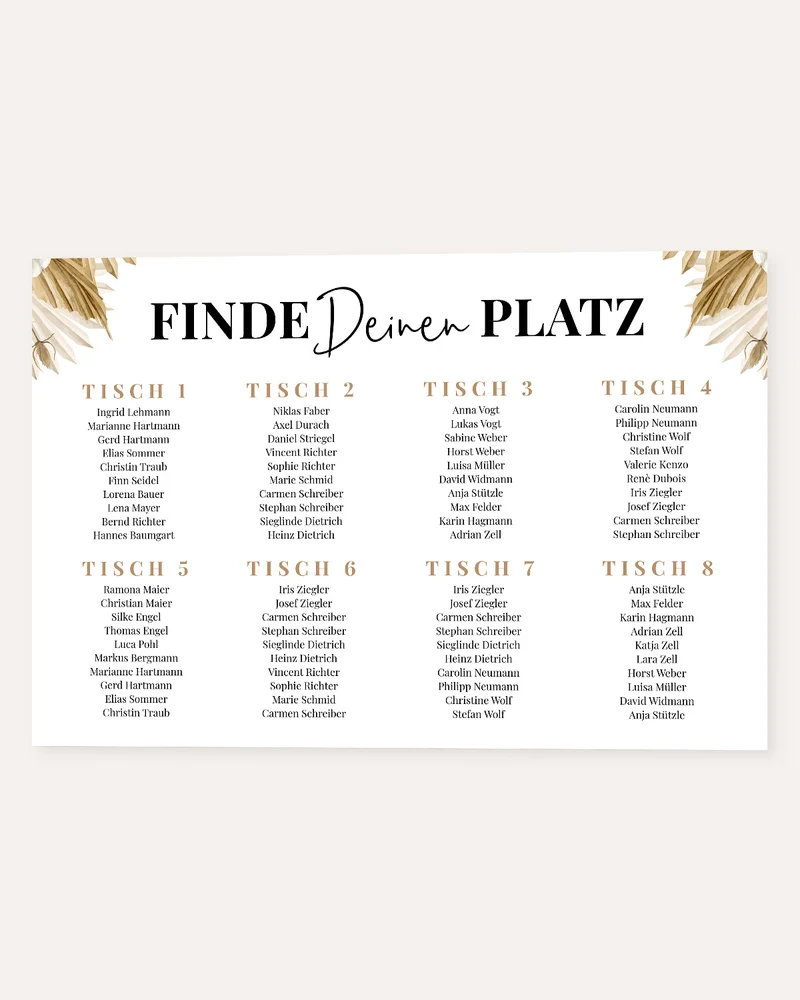 Boho - Sitzplan zur Hochzeit - Poster