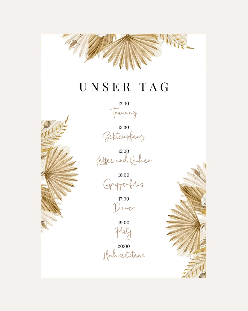 Boho - Tagesablauf der Hochzeit - Poster
