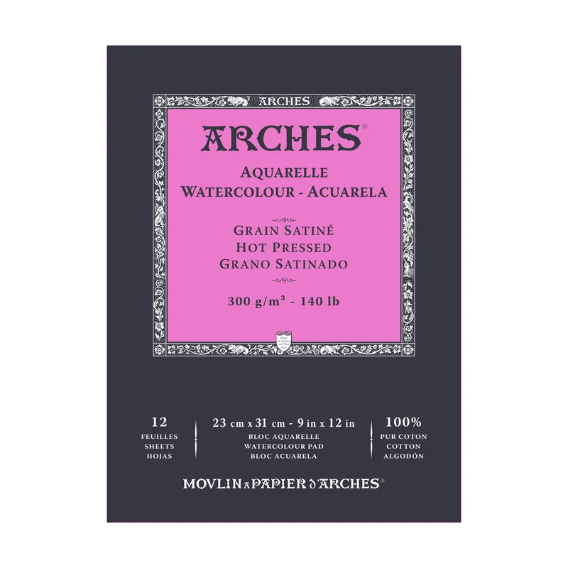 ARCHES akvarelový blok hladký HP prírodná biela 300 g/m² A5 – A3 - 12 listov
