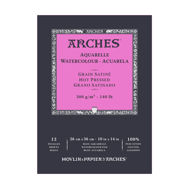 ARCHES akvarelový blok hladký HP prírodná biela 300 g/m² A5 – A3 - 12 listov