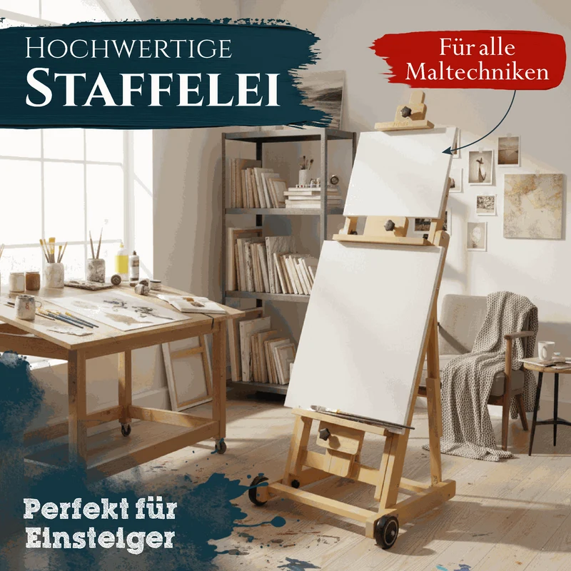 Artina Studiostaffelei Staffelei Bordeaux aus massivem Buchen-Holz