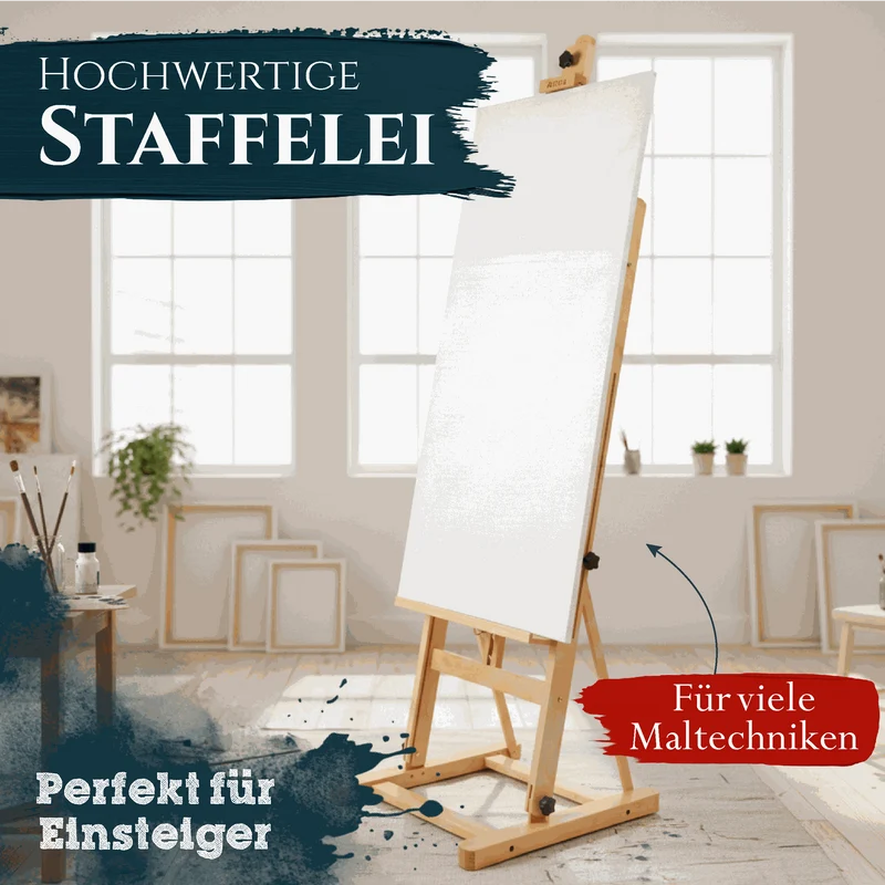 Artina Studiostaffelei Staffelei Siena klappbar aus Buchen-Holz