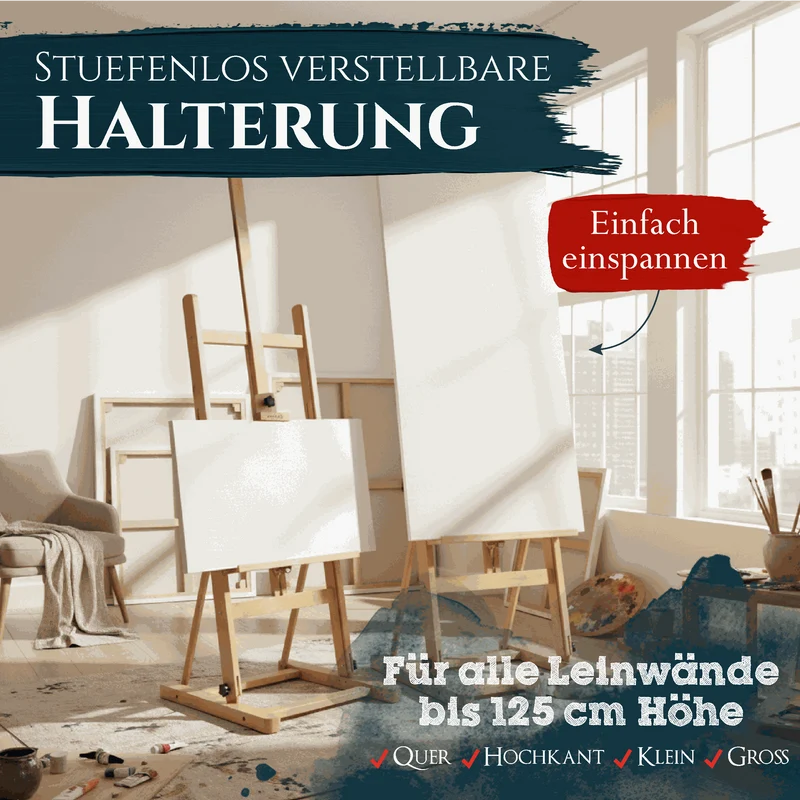 Artina Studiostaffelei Staffelei Siena klappbar aus Buchen-Holz