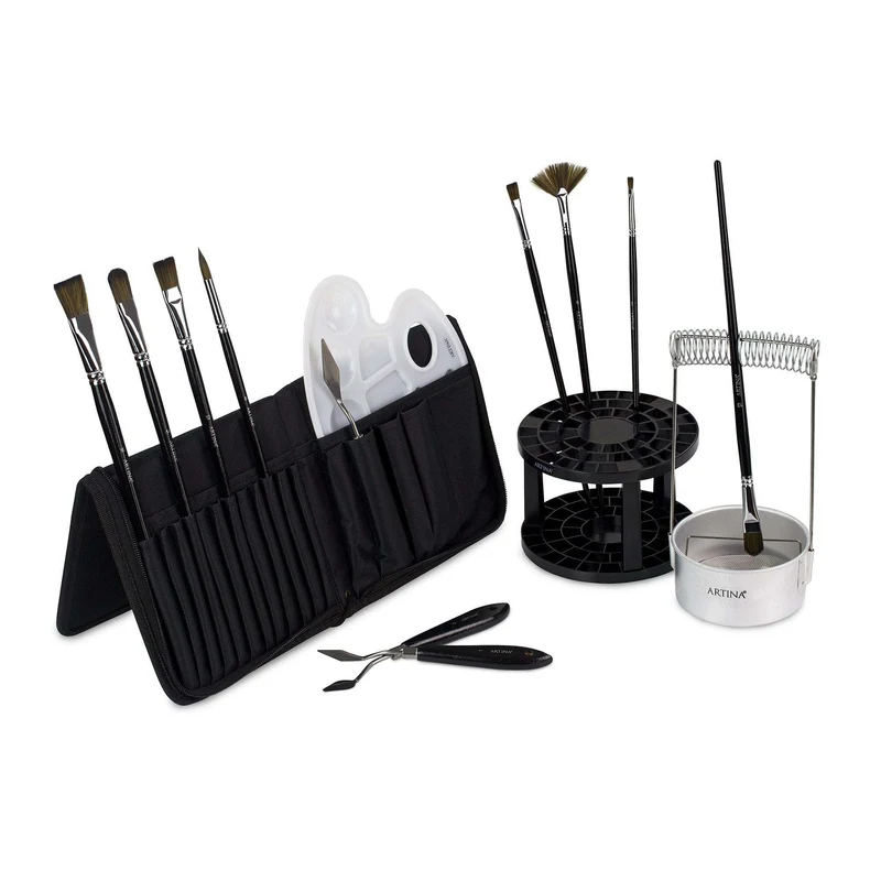 Artina Malset Elba mit Pinselhalter Pinselwascher 8 Pinsel und vieles mehr