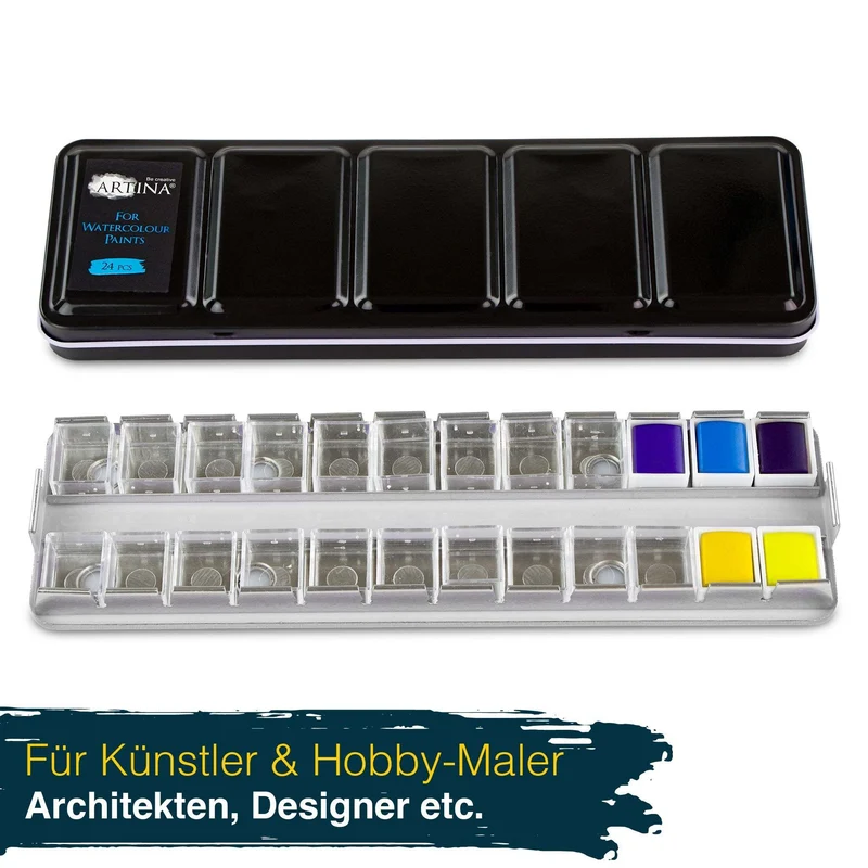 Artina Colaro Leerkasten für Aquarellfarbe mit 24/48 halben Näpfen