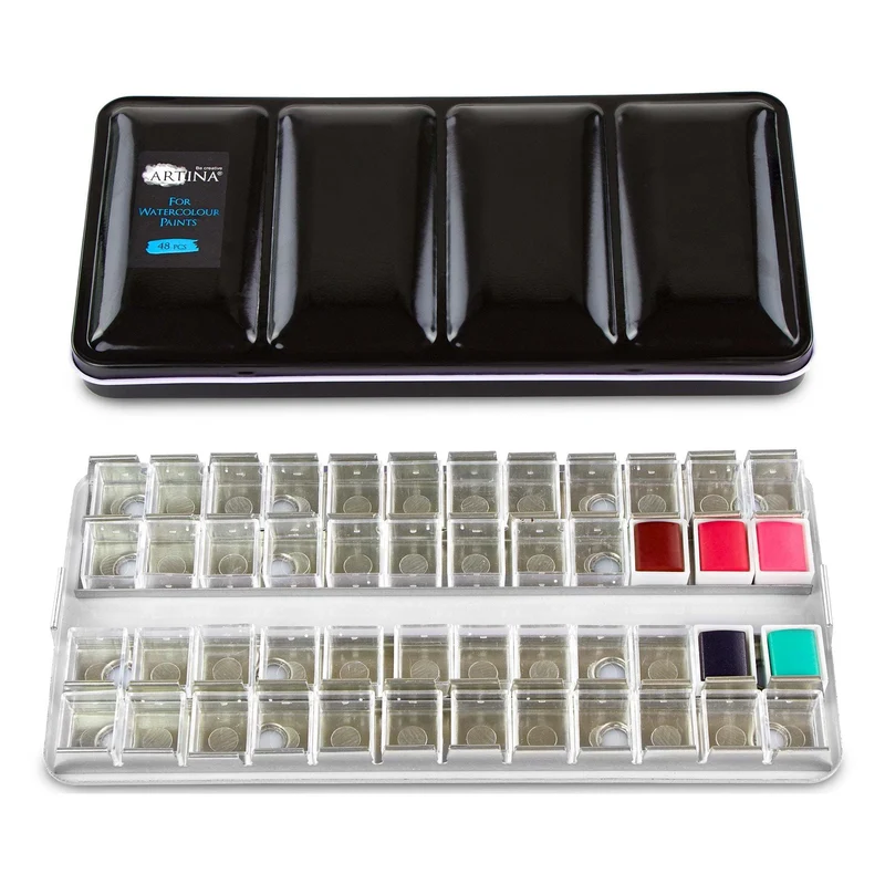 Artina Colaro Leerkasten für Aquarellfarbe mit 24/48 halben Näpfen