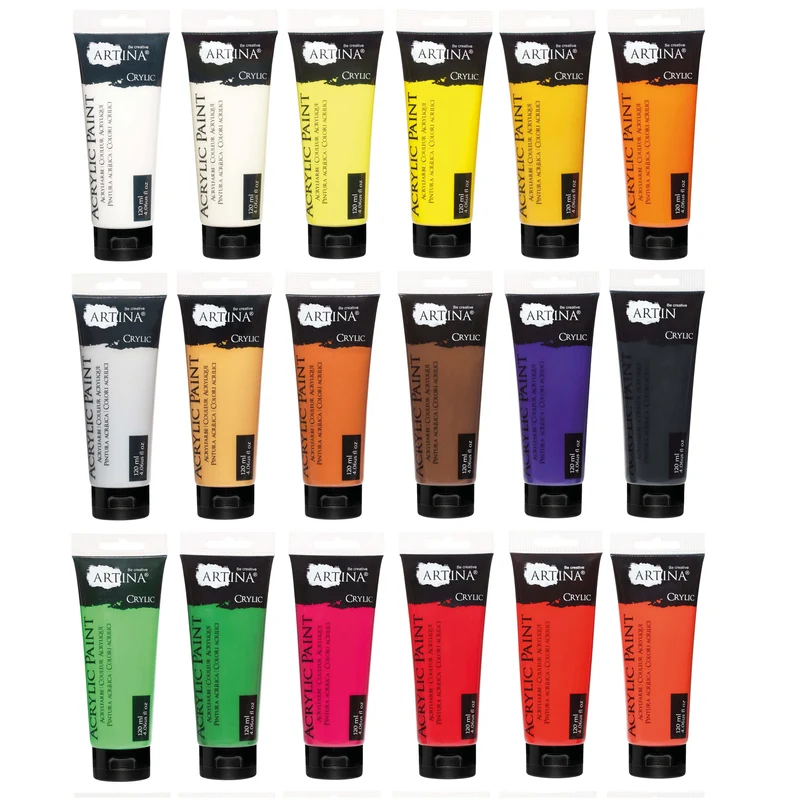 Artina Crylic Acrylfarben Set Künstler-Malfarbe mit 24x120ml