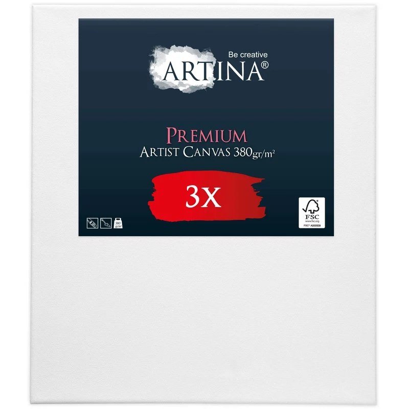 Artina 3er Set Premium Leinwand auf Keilrahmen 380g/m² - div Größen
