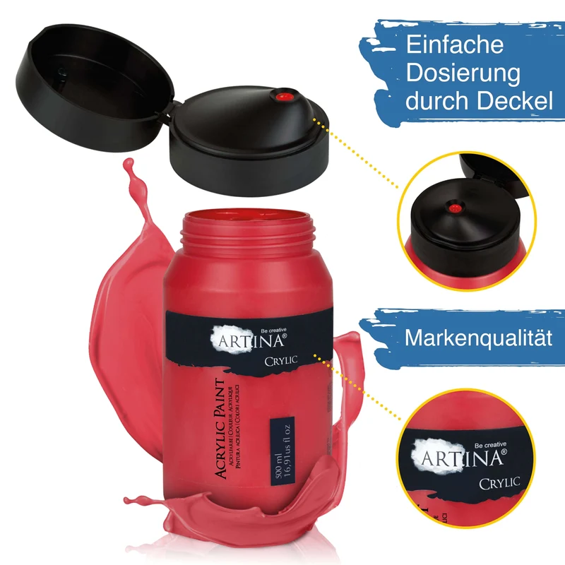 Artina Crylic Acrylfarbe Tuben Set 24 x 500ml